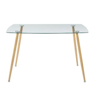 Foto 1 | Mesa Rectangular Para Comedor De Cristal Templado Con Patas De Metal Ilusión Madera 120cm (ancho)*80cm (profundo)