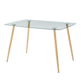Foto 2 | Mesa Rectangular Para Comedor De Cristal Templado Con Patas De Metal Ilusión Madera 120cm (ancho)*80cm (profundo)