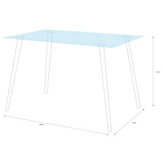 Foto 4 | Mesa Rectangular Para Comedor De Cristal Templado Con Patas De Metal Ilusión Madera 120cm (ancho)*80cm (profundo)