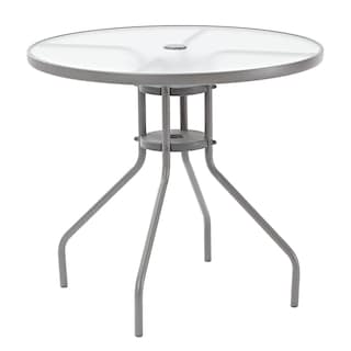 Foto 1 | Naterial Mesa Redonda Elias De 80 Cm De Acero Y Cristal. Apta Para Exteiror