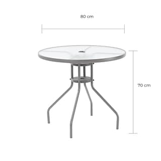 Foto 5 | Naterial Mesa Redonda Elias De 80 Cm De Acero Y Cristal. Apta Para Exteiror
