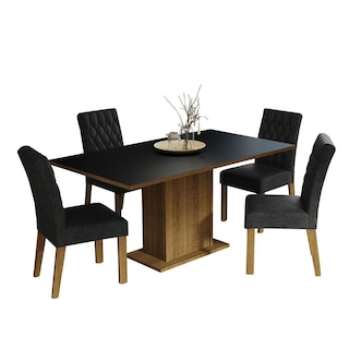Foto 1 | Comedor Madesa con 4 Sillas Negras