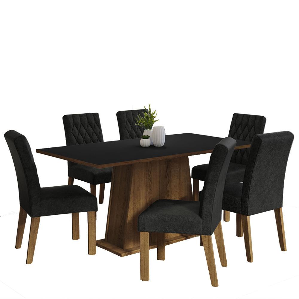 Comedor Madesa con 6 Sillas Negras