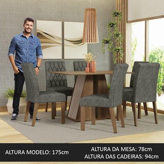 Foto 4 | Comedor Madesa Gris con 6 Sillas