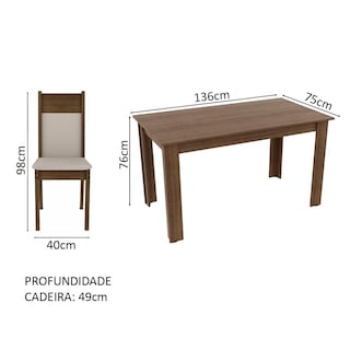 Foto 3 | Juego de Comedor con Mesa y 4 Sillas Madesa 5009 Mc