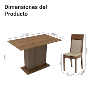 Foto 3 | Juego De Comedor Con Mesa Y 4 Sillas Madesa Sheila Mc