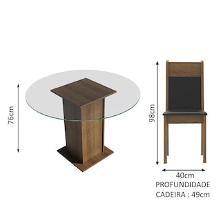 Foto 5 | Juego De Comedor Con Mesa Redonda Y 4 Sillas Madesa Ana 2