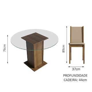 Foto 4 | Juego de Comedor Con Mesa Redonda Y 4 Sillas Madesa Madu