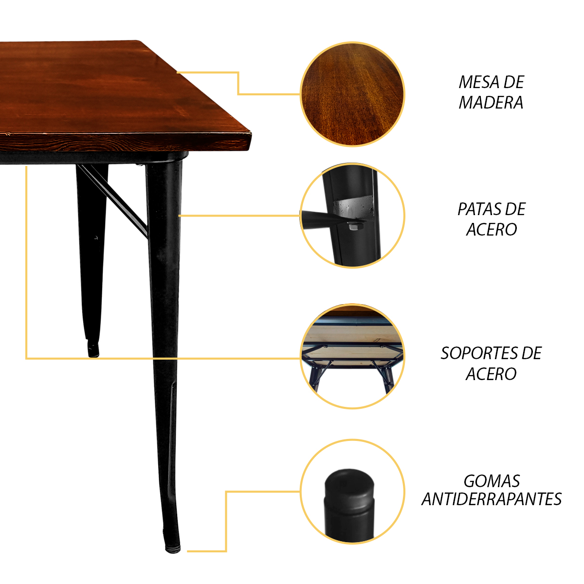 Foto 5 | Mesa De Comedor Tolix Rectangular 120x80 By Bellair