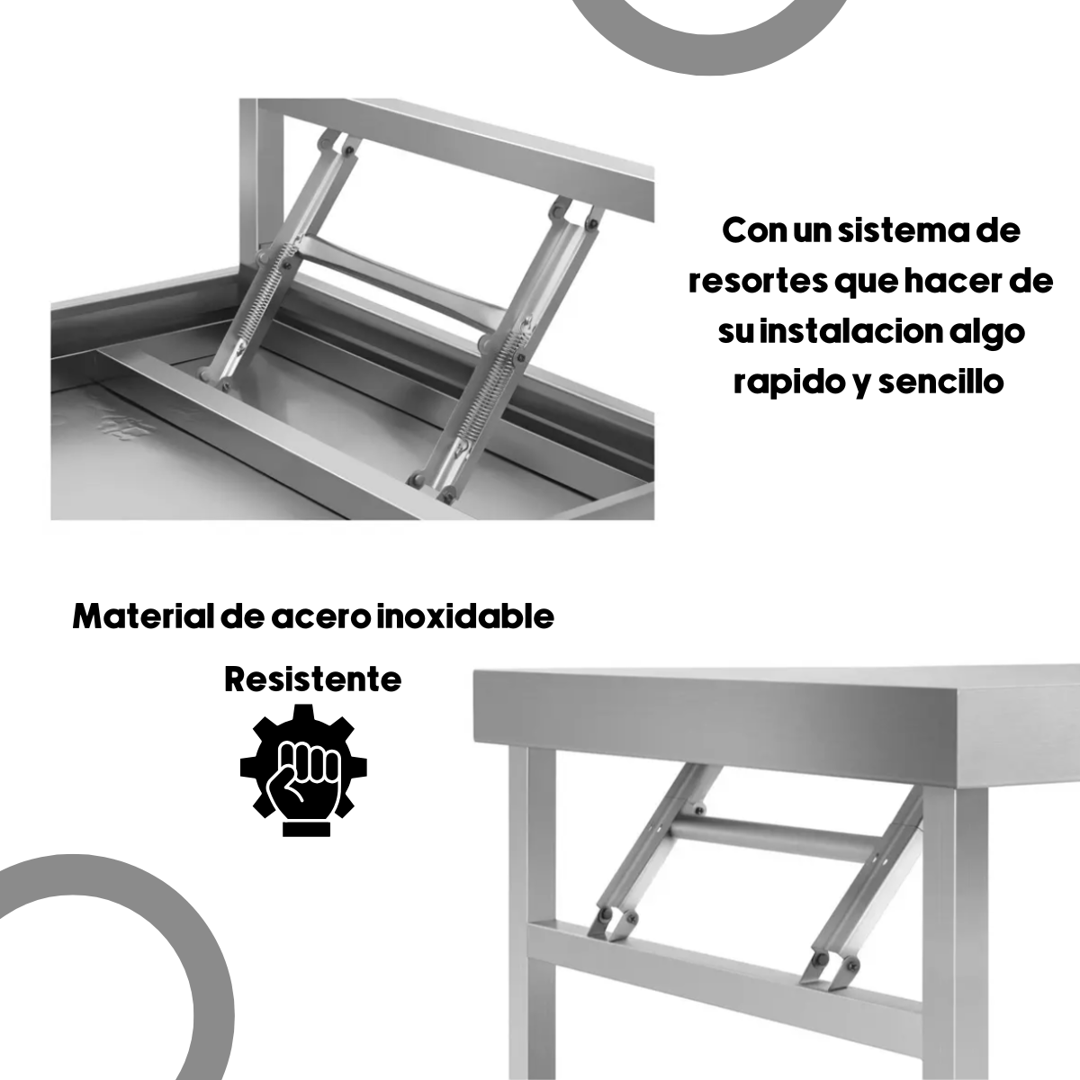 Foto 3 pulgar | Mesa Cuadrada Plegable Komfort De Acero Inoxidable