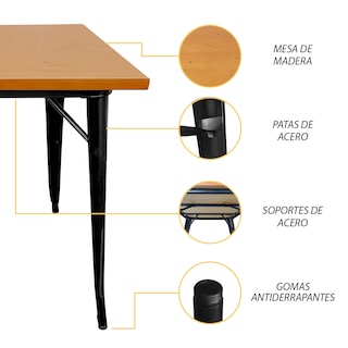 Foto 5 | Mesa De Comedor Tolix Rectangular 120x80 By Bellair