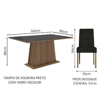 Foto 3 | Juego De Comedor Mesa De Vidrio 6 Sillas Madesa Oxford Mn 01