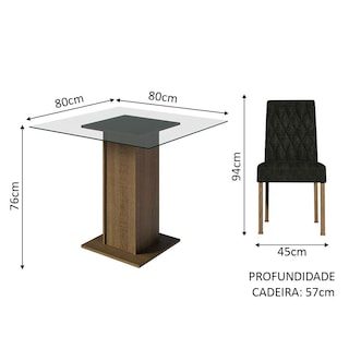 Foto 3 | Juego De Comedor Mesa De Vidrio 4 Sillas Madesa Oxford Mm 05