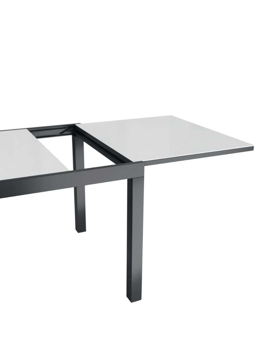 Foto 3 | Naterial Mesa De Comedor De Aluminio Extensible Apta Para Exterior, Cubierta De Cristal, Modelo Lyra Ii