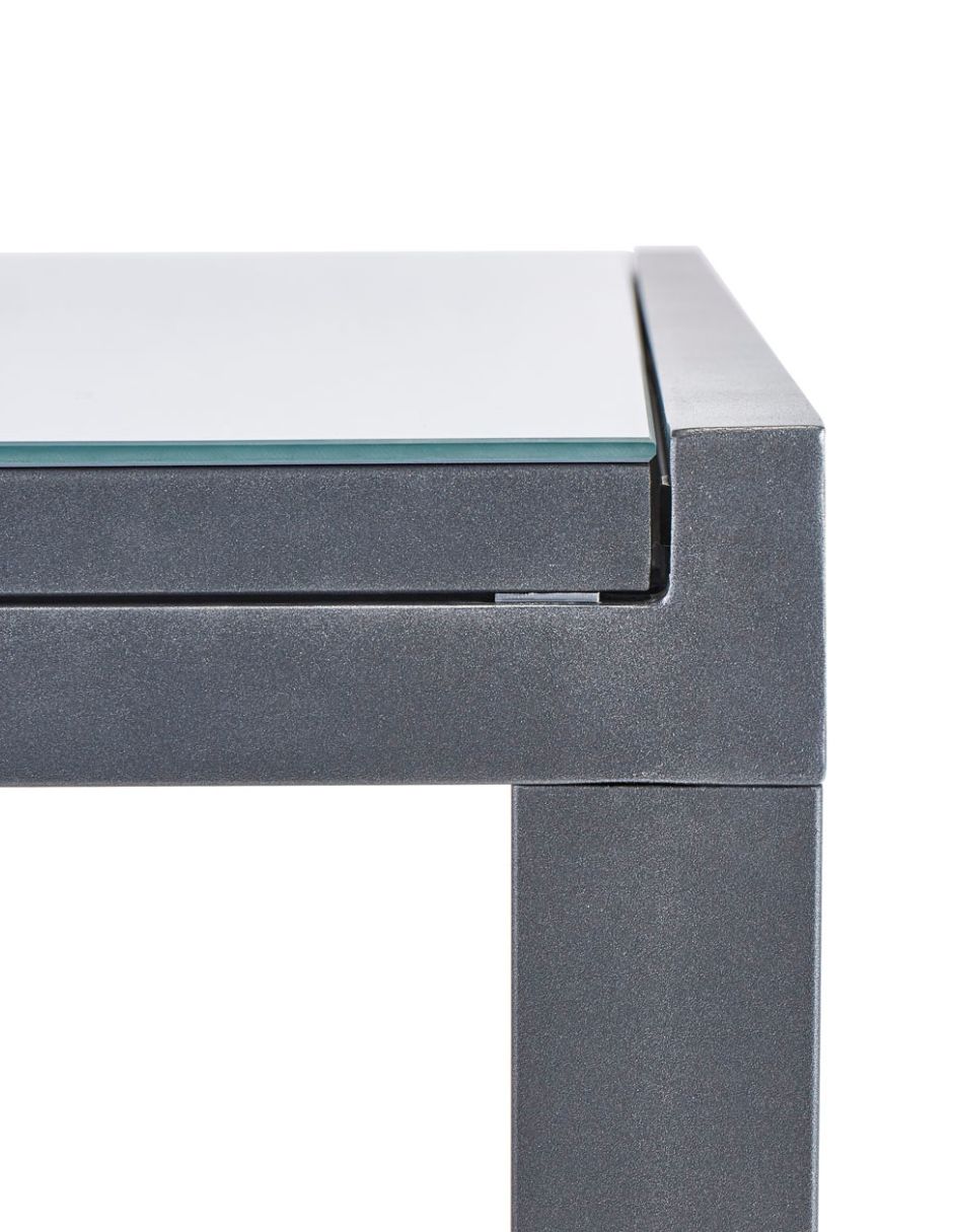 Foto 6 | Naterial Mesa De Comedor De Aluminio Extensible Apta Para Exterior, Cubierta De Cristal, Modelo Lyra Ii