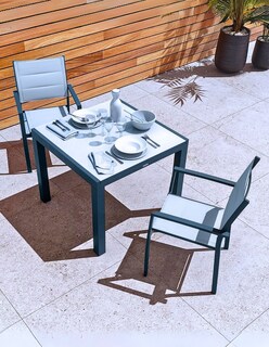 Foto 7 | Naterial Mesa De Comedor De Aluminio Extensible Apta Para Exterior, Cubierta De Cristal, Modelo Lyra Ii