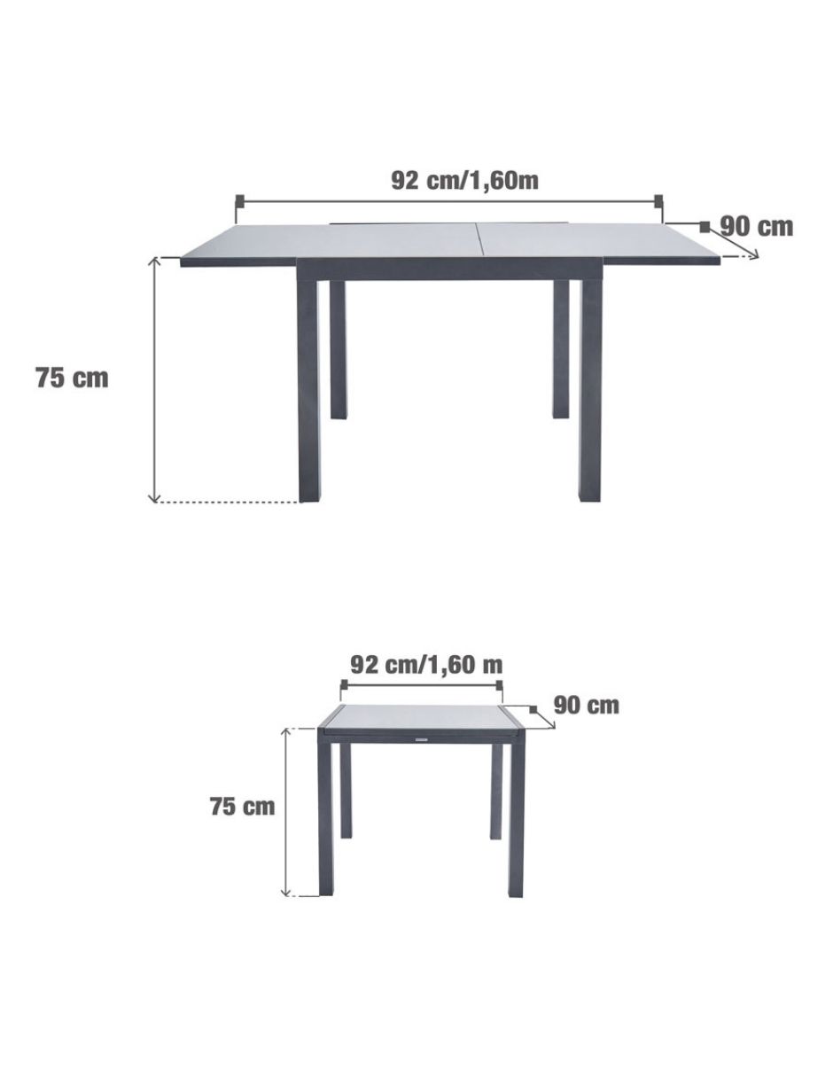 Foto 9 pulgar | Naterial Mesa De Comedor De Aluminio Extensible Apta Para Exterior, Cubierta De Cristal, Modelo Lyra Ii