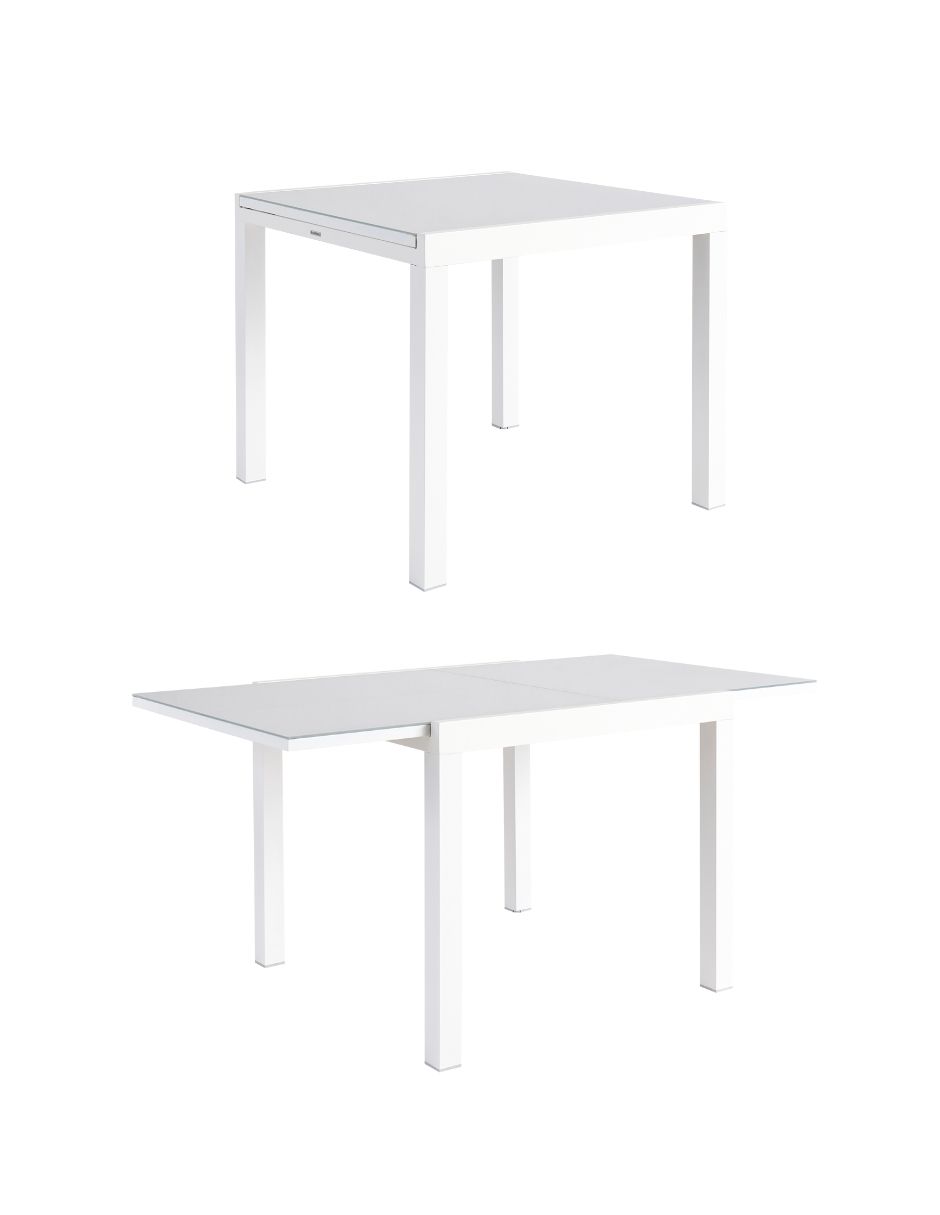 Foto 1 | Naterial Mesa De Comedor De Aluminio Extensible Apta Para Exterior, Cubierta De Cristal, Modelo Lyra Ii
