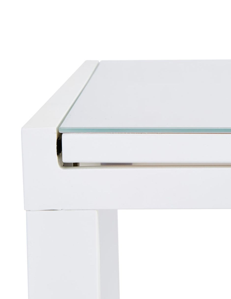 Foto 6 pulgar | Naterial Mesa De Comedor De Aluminio Extensible Apta Para Exterior, Cubierta De Cristal, Modelo Lyra Ii