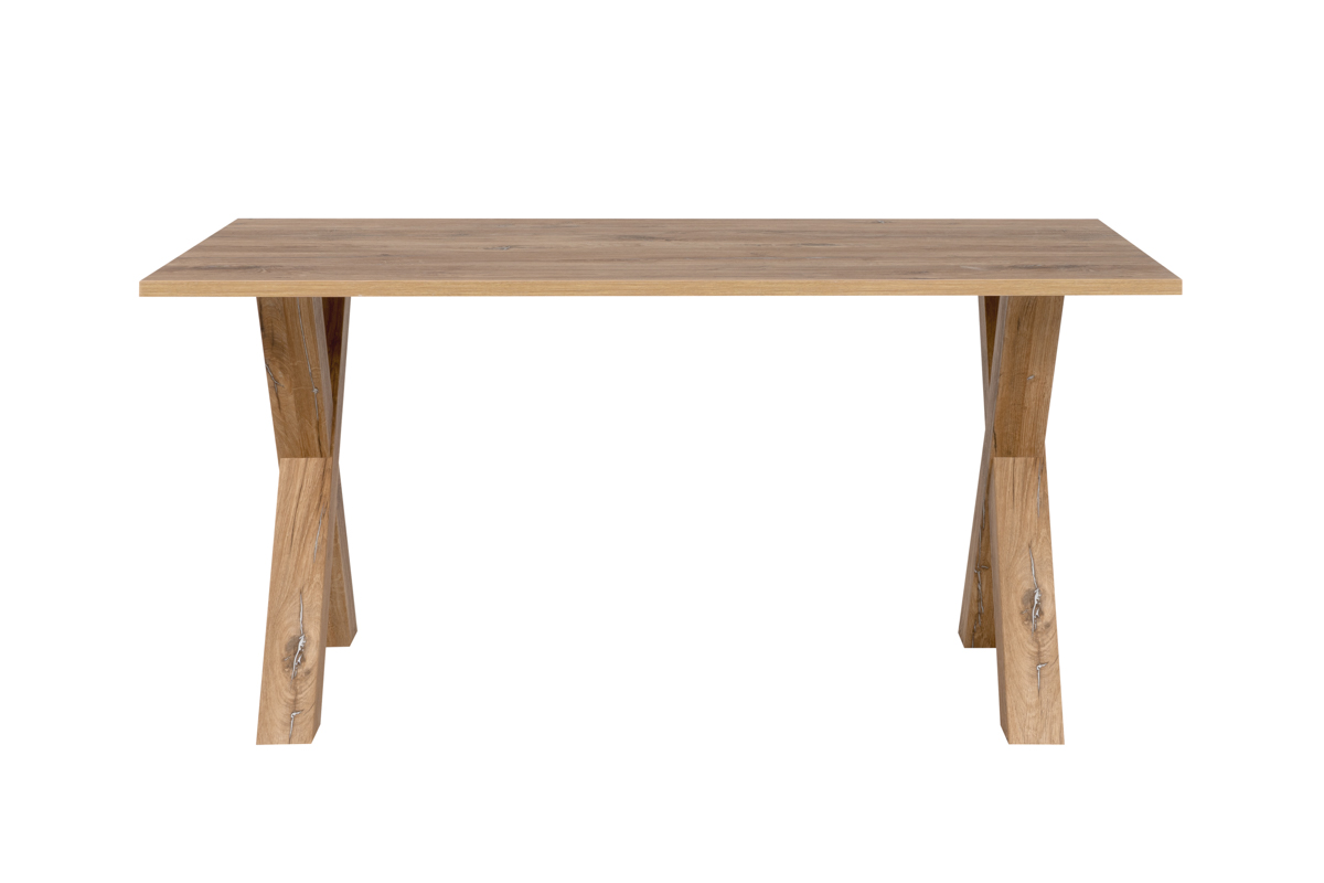 Foto 1 | Mesa De Comedor Color Nogal Con Patas En ''x'' Con Estructura De Madera Industrial