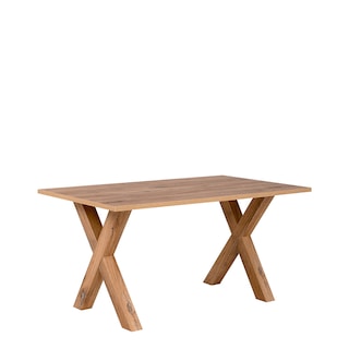 Foto 2 | Mesa De Comedor Color Nogal Con Patas En ''x'' Con Estructura De Madera Industrial