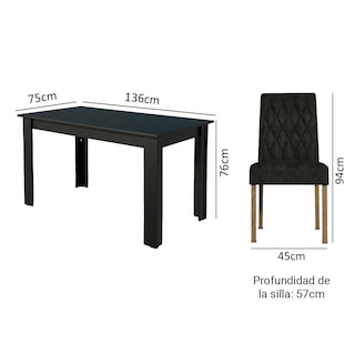 Foto 3 | Mesa De Comedor Con Mesa Y 6 Sillas Madesa Allegro Nn 01