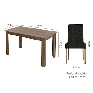 Foto 3 | Mesa De Comedor Con Mesa Y 6 Sillas Madesa Allegro Mn 01