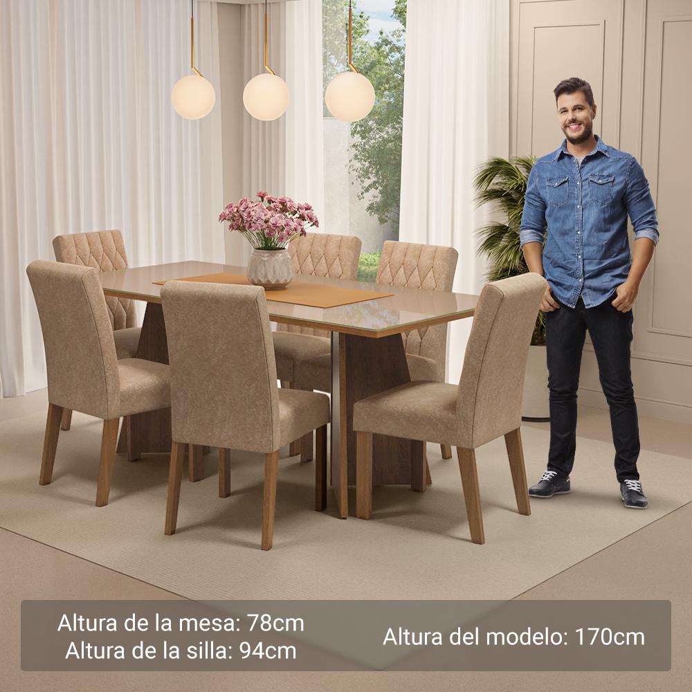 Foto 5 pulgar | Mesa De Comedor Con Mesa Y 6 Sillas Marissa Madesa Mc