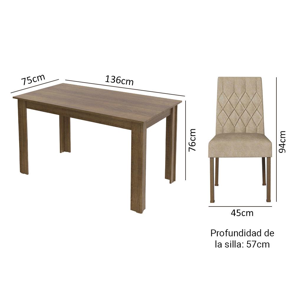 Foto 4 pulgar | Mesa De Comedor Con Mesa Y 6 Sillas Madesa Allegro Mi