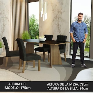 Foto 3 | Mesa De Comedor Con Mesa Y 4 Sillas Ruby Madesa Mn 01