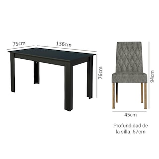 Foto 3 | Mesa De Comedor Con Mesa Y 6 Sillas Madesa Allegro Gg