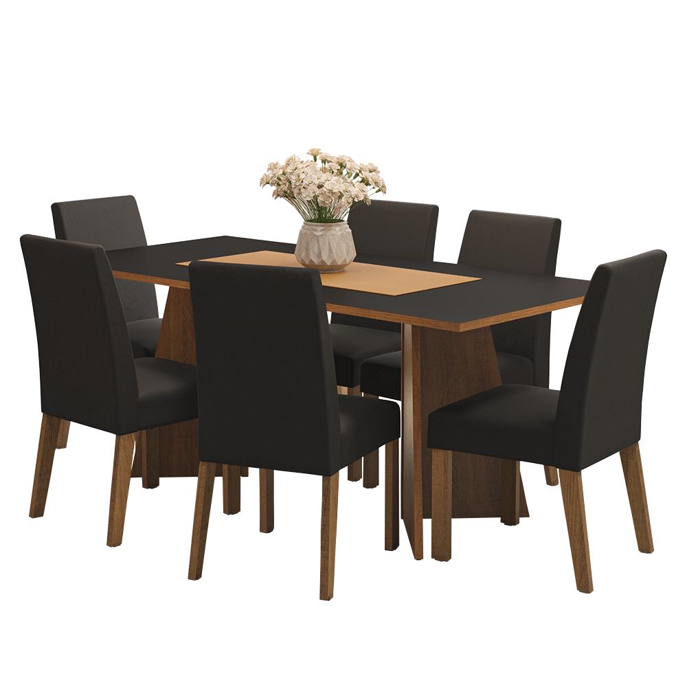 Foto 3 pulgar | Mesa para Comedor Simone color Negro 78 x 180x 90 cm con 6 Sillas