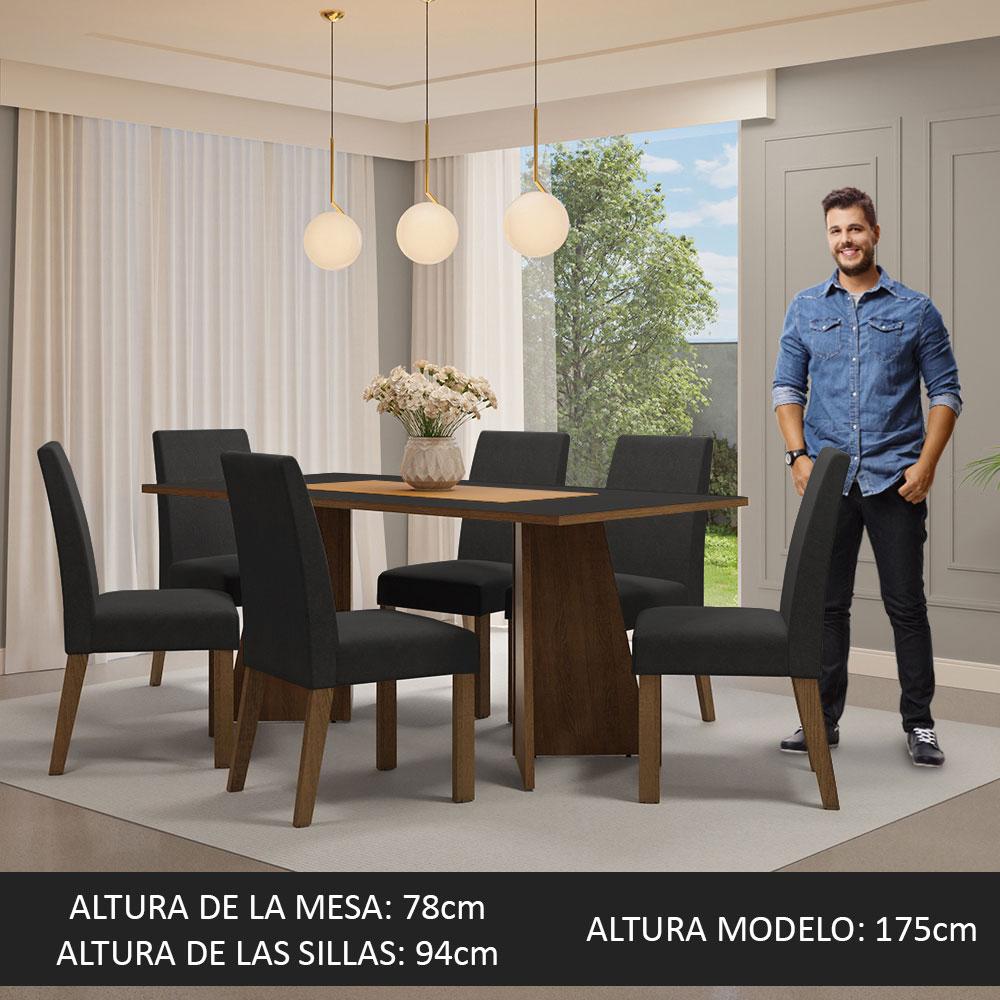 Foto 5 pulgar | Mesa para Comedor Simone color Negro 78 x 180x 90 cm con 6 Sillas