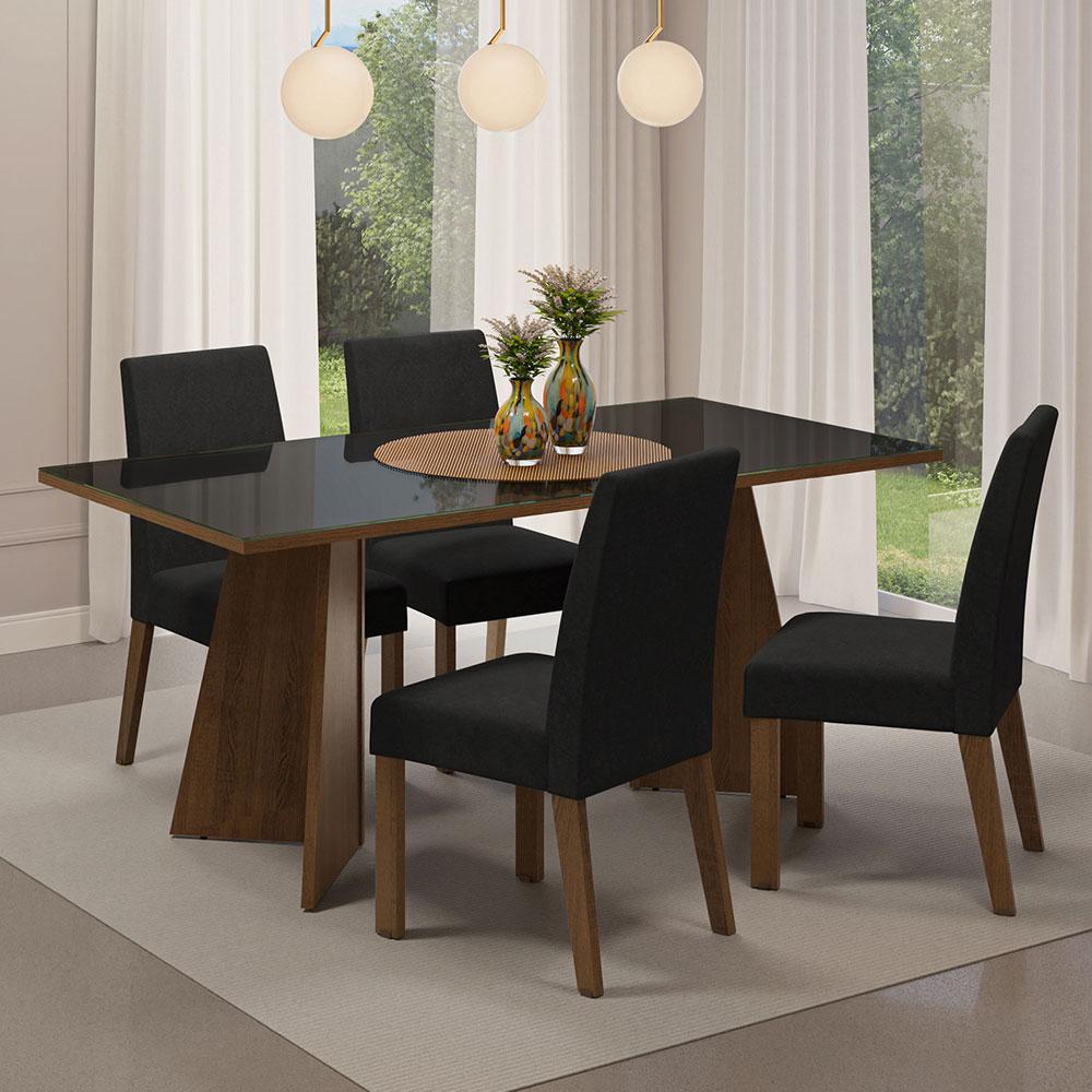 Foto 2 pulgar | Mesa para Comedor Taylor color Negro 78 x 180 x 90 cm con 4 Sillas