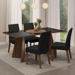 Foto 1 | Mesa para Comedor Taylor color Negro 78 x 180 x 90 cm con 4 Sillas