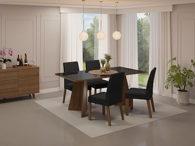 Foto 7 | Mesa para Comedor Taylor color Negro 78 x 180 x 90 cm con 4 Sillas