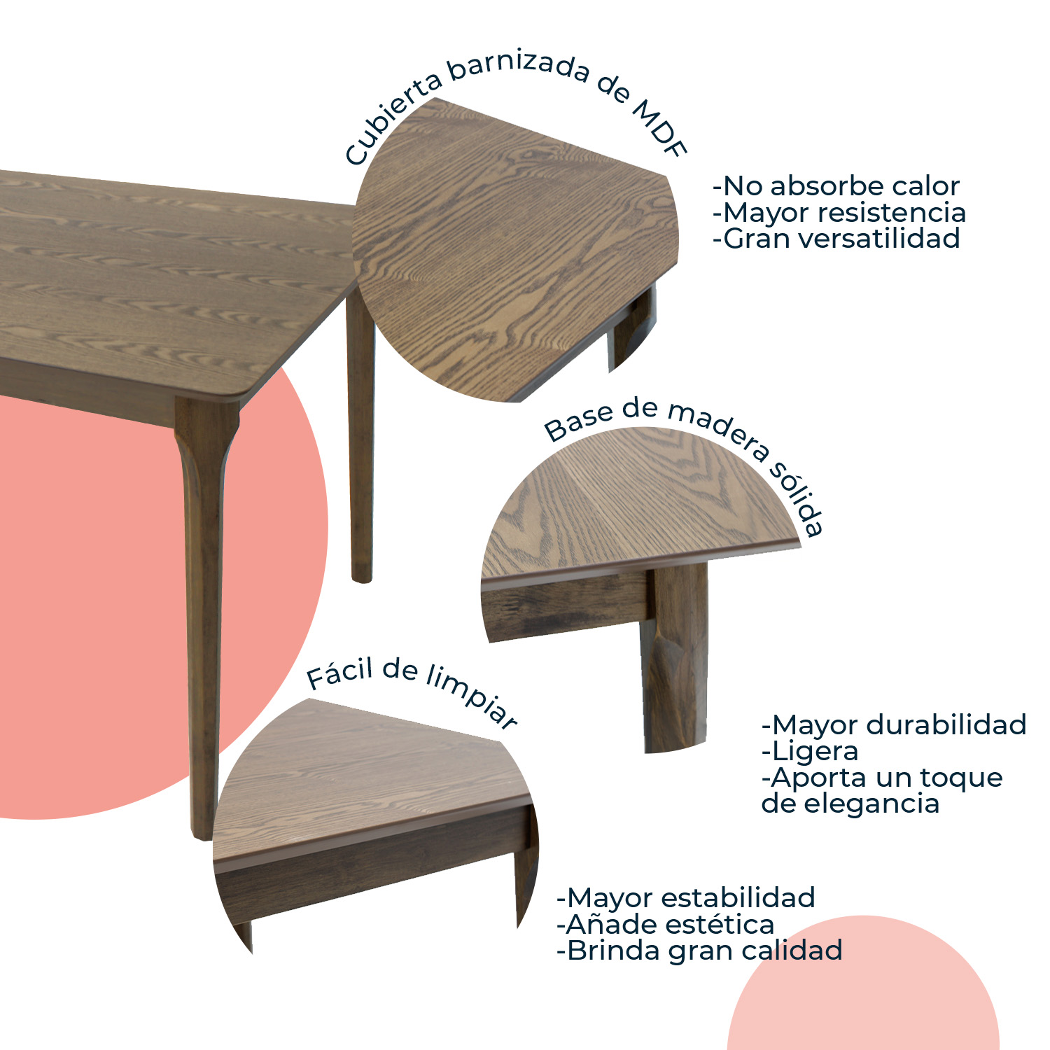 Foto 7 pulgar | Mesa De Comedor 180x90 Madeira Chapa Nogal