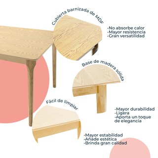 Foto 4 | Mesa De Comedor 180x90 Madeira Chapa Roble