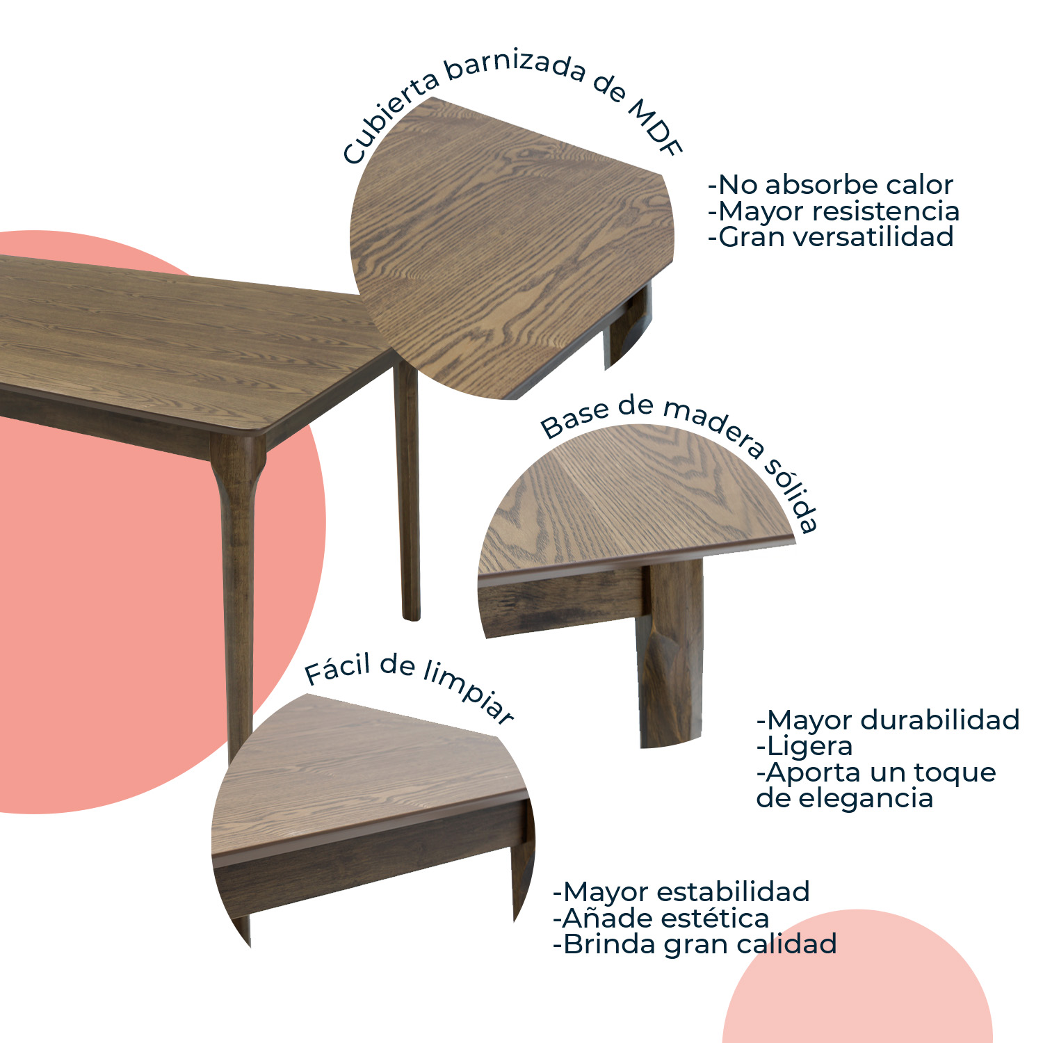 Foto 7 pulgar | Mesa De Comedor 150x90 Madeira Chapa Nogal