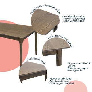 Foto 6 | Mesa De Comedor 150x90 Madeira Chapa Nogal