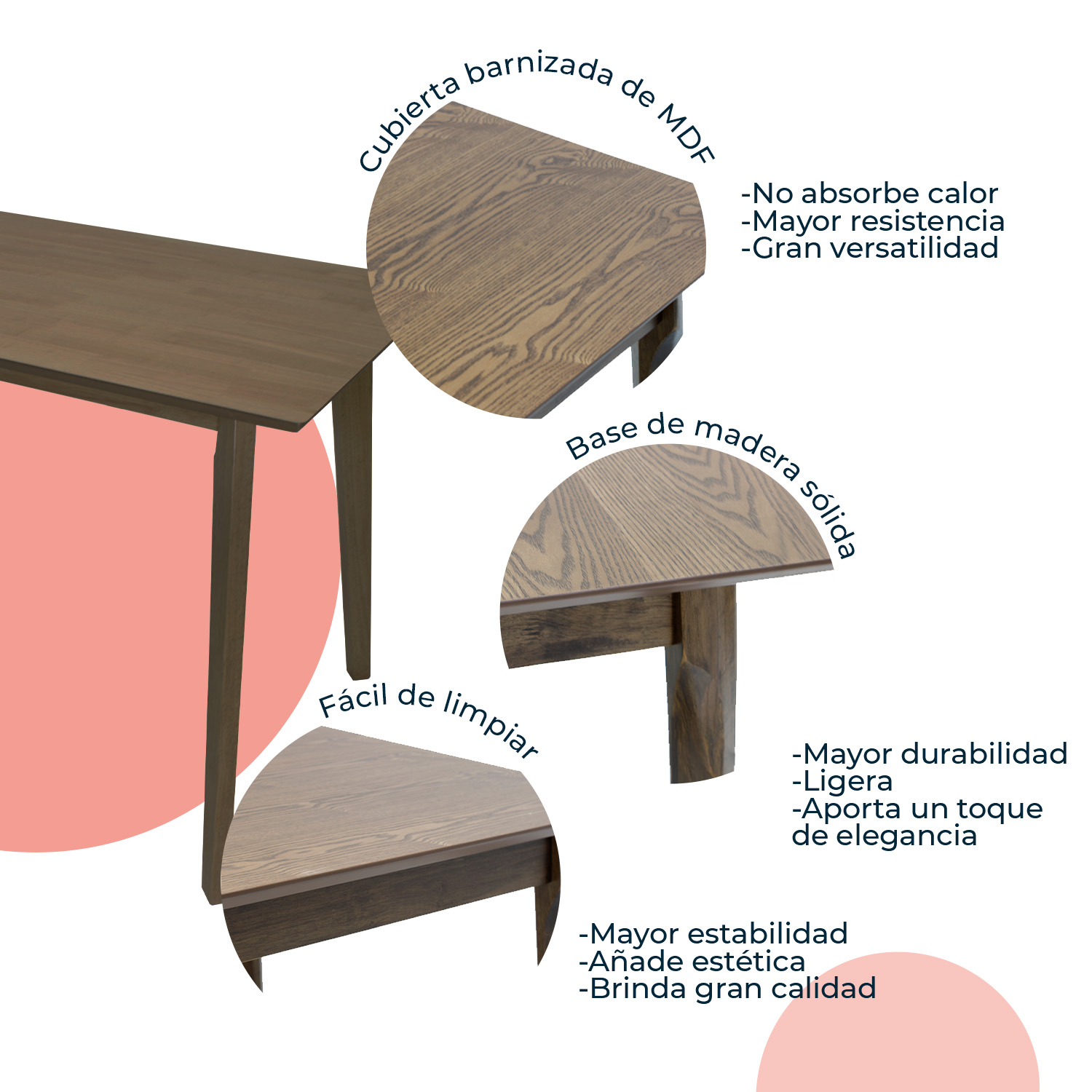 Foto 5 pulgar | Mesa De Comedor 120x70 Madeira Chapa Nogal