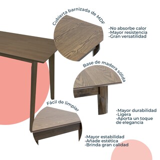 Foto 4 | Mesa De Comedor 120x70 Madeira Chapa Nogal