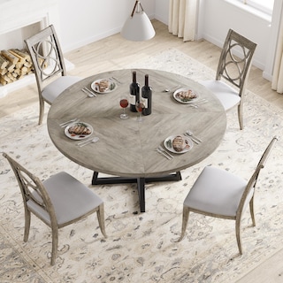 Foto 2 | Mesa De Comedor Gaomon Redonda De 120 Cm Con Tapa De Madera Y Base De Metal, Color Gris - Venta Internacional.