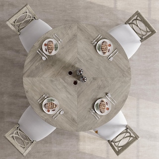 Foto 3 | Mesa De Comedor Gaomon Redonda De 120 Cm Con Tapa De Madera Y Base De Metal, Color Gris - Venta Internacional.