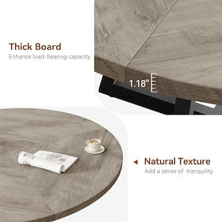 Foto 5 | Mesa De Comedor Gaomon Redonda De 120 Cm Con Tapa De Madera Y Base De Metal, Color Gris - Venta Internacional.