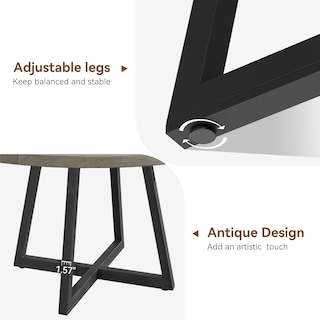 Foto 6 | Mesa De Comedor Gaomon Redonda De 120 Cm Con Tapa De Madera Y Base De Metal, Color Gris - Venta Internacional.
