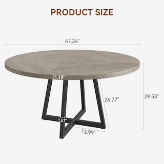 Foto 7 | Mesa De Comedor Gaomon Redonda De 120 Cm Con Tapa De Madera Y Base De Metal, Color Gris - Venta Internacional.