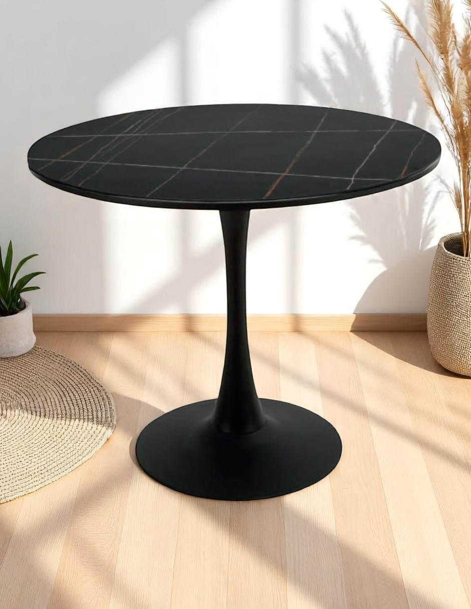 Foto 2 | Mesa Ocasional Joshua Marmol Base Negra