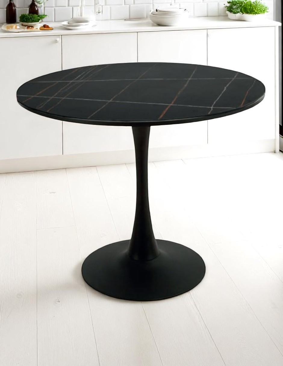 Foto 4 pulgar | Mesa Ocasional Joshua Marmol Base Negra