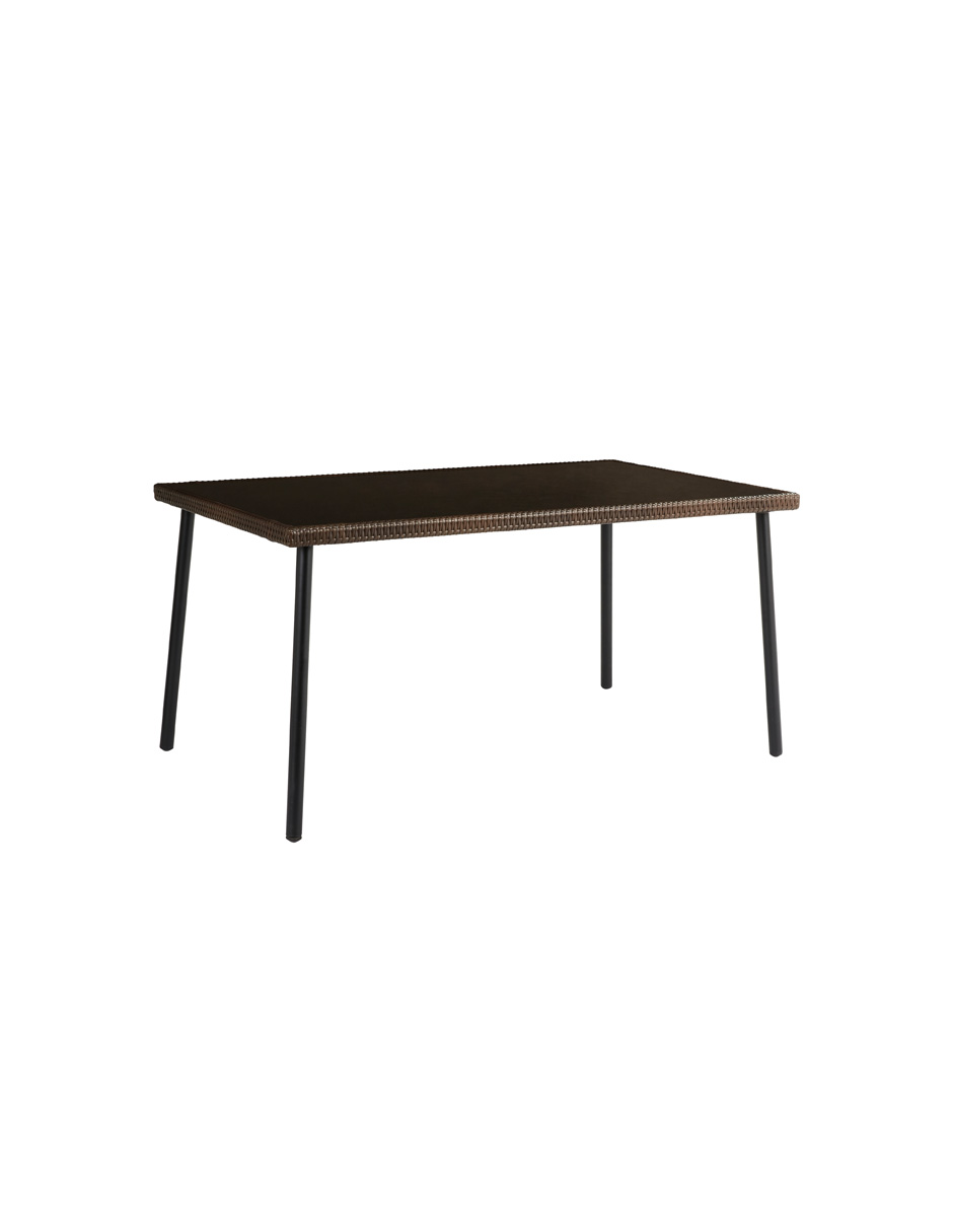 Naterial Mesa Tipo Ratán Para Jardín De Acero Con Cristal Apto Para Exterior, Modelo Zena